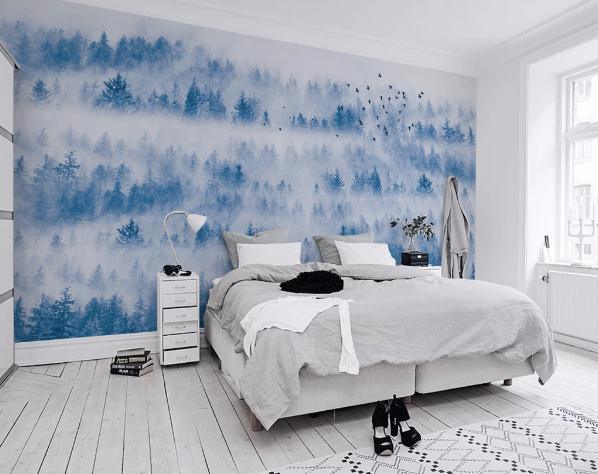3D Blue Mist Pine Forest Wall Mural Wallpaper 493- Jess Art Decoration
