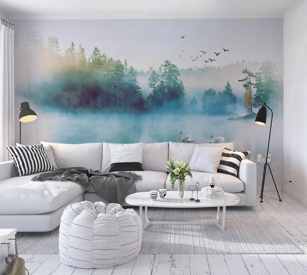 3D Blue Forest Bird Wall Mural Wallpaper 365- Jess Art Decoration