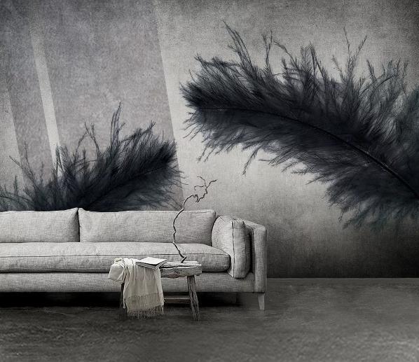 3D Black Feather Wall Mural Wallpaper 410- Jess Art Decoration