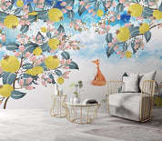 3D Fruit Tree Fox Wall Mural Wallpaper 339- Jess Art Decoration