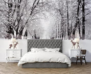 3D Forest Elk Snow Winter Wall Mural Wallpaper 393- Jess Art Decoration