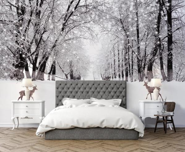 3D Forest Elk Snow Winter Wall Mural Wallpaper 393- Jess Art Decoration