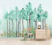 3D Green Watercolor Forest Wall Mural Wallpaper 360- Jess Art Decoration
