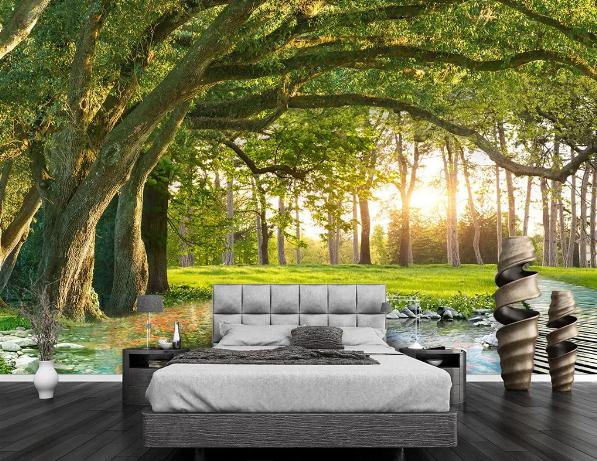 3D Green Forest Trees Wall Mural Wallpaper 267- Jess Art Decoration