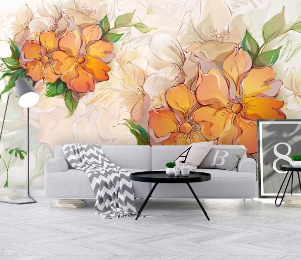 3D Yellow Floral Wall Mural Wallpaper 453- Jess Art Decoration