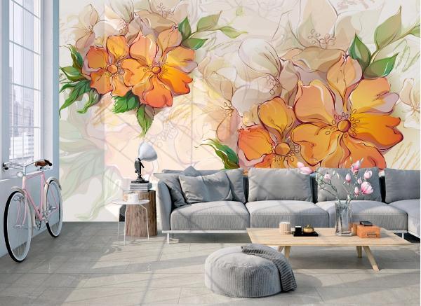 3D Yellow Floral Wall Mural Wallpaper 453- Jess Art Decoration