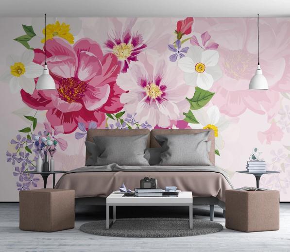 3D Pink Red Floral Wall Mural Wallpaper 454- Jess Art Decoration