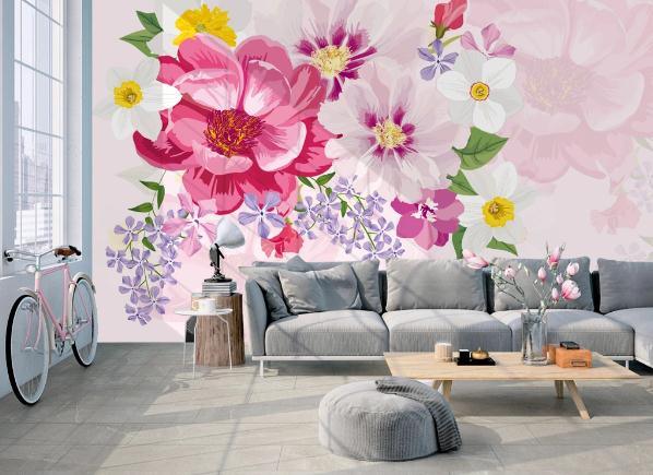 3D Pink Red Floral Wall Mural Wallpaper 454- Jess Art Decoration