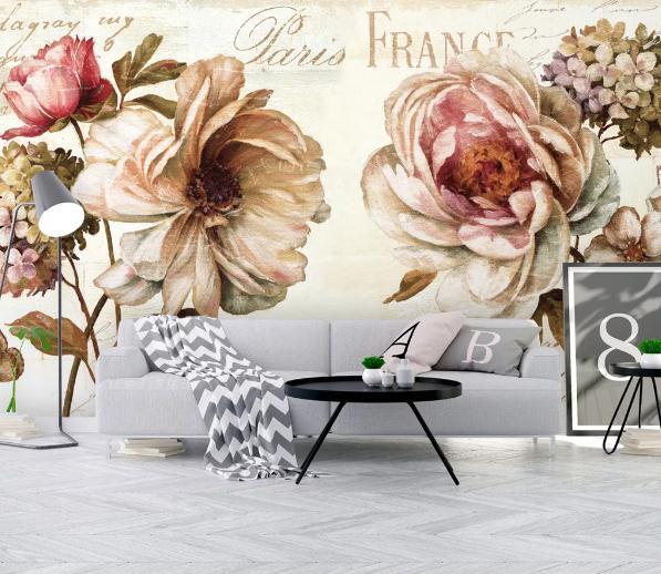 3D Floral Peony Hydrangea Wall Mural Wallpaper 289- Jess Art Decoration
