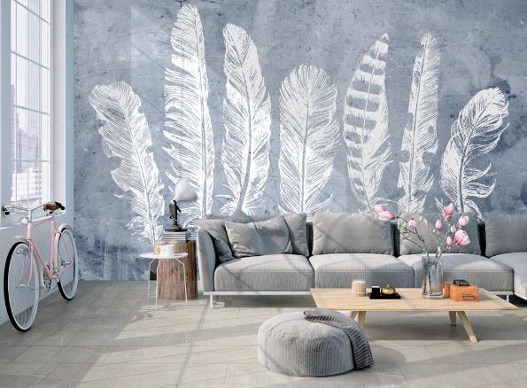 3D Grey Feather Wall Mural Wallpaper 274- Jess Art Decoration