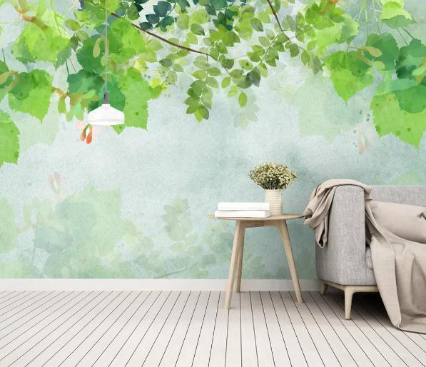 3D Green Leaves Branch Wall Mural Wallpaper 219- Jess Art Decoration