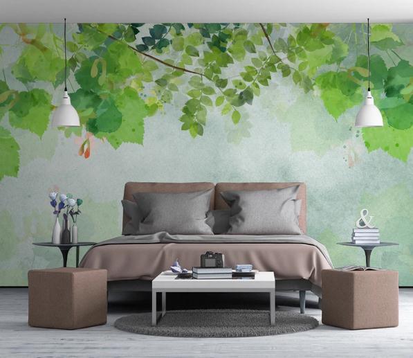 3D Green Leaves Branch Wall Mural Wallpaper 219- Jess Art Decoration