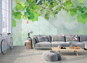 3D Green Leaves Branch Wall Mural Wallpaper 219- Jess Art Decoration