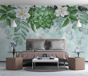 3D Green Floral Leaves Wall Mural Wallpaper 214- Jess Art Decoration