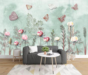 3D Green Floral Butterfly Wall Mural Wallpaper 222- Jess Art Decoration