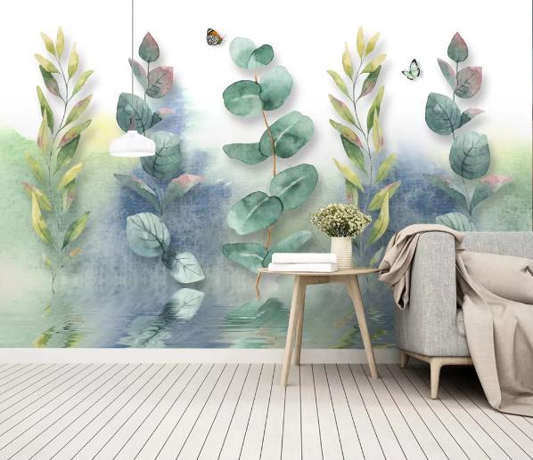 3D Leaves Branch Wall Mural Wallpaper 221- Jess Art Decoration