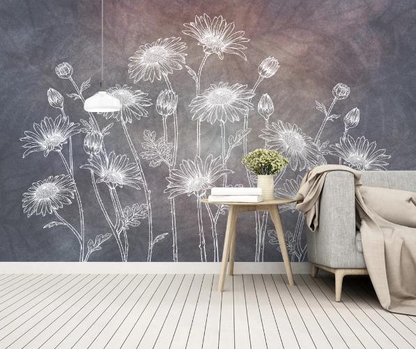 3D White Sunflower Wall Mural Wallpaper 401- Jess Art Decoration