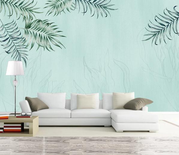 3D Blue Leaves Wall Mural Wallpaper 333- Jess Art Decoration