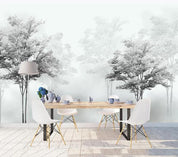 3D Black White Forest Trees Wall Mural Wallpaper 325- Jess Art Decoration