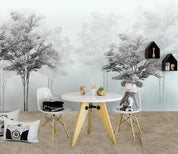 3D Black White Forest Trees Wall Mural Wallpaper 325- Jess Art Decoration