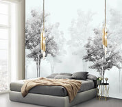 3D Black White Forest Trees Wall Mural Wallpaper 325- Jess Art Decoration