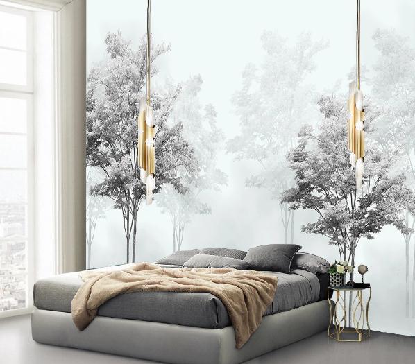 3D Black White Forest Trees Wall Mural Wallpaper 325- Jess Art Decoration