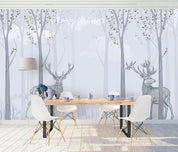 3D Nordic Style Forest Reindeer Wall Mural Wallpaperpe  219- Jess Art Decoration