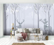 3D Nordic Style Forest Reindeer Wall Mural Wallpaperpe  219- Jess Art Decoration