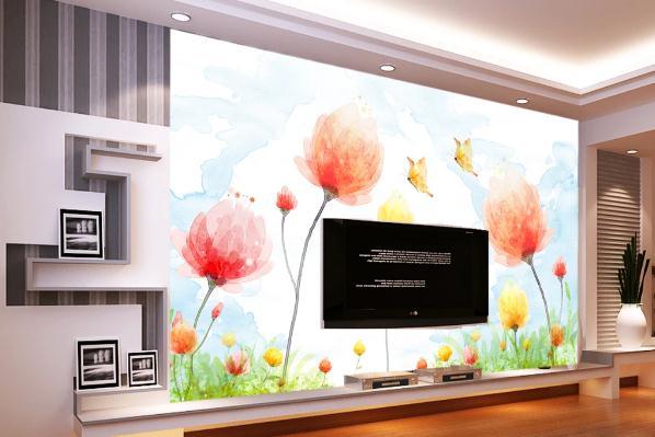 3D Nordic Fresh Color Flowers Wall Mural Wallpaperpe  470- Jess Art Decoration