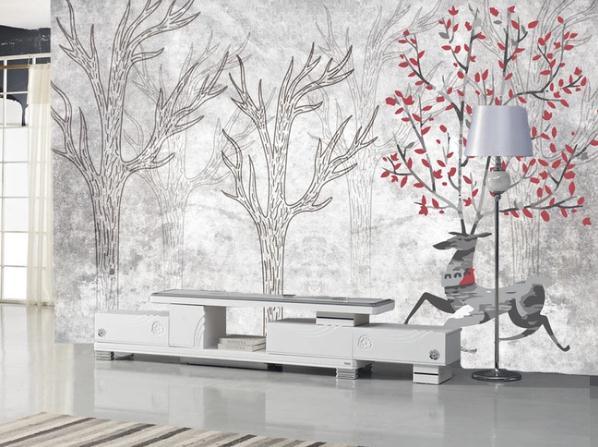 3D Nordic Fresh Forest Reindeer Wall Mural  Wallpaperrpe 65- Jess Art Decoration