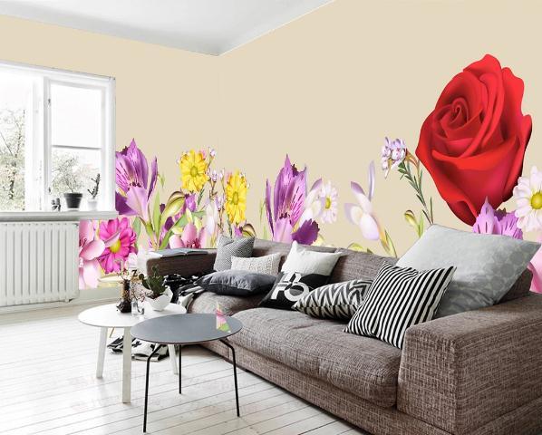 3D Nordic Fresh Color Flowers Wall Mural Wallpaperpe  473- Jess Art Decoration