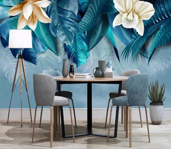 3D Nordic Hand drawing Flowers Wall Mural Wallpaperpe  312- Jess Art Decoration