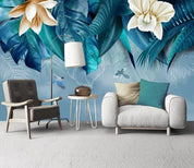 3D Nordic Hand drawing Flowers Wall Mural Wallpaperpe  312- Jess Art Decoration