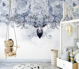 3D Nordic Fresh Flowers Reindeer Wall Mural  Wallpaperrpe 51- Jess Art Decoration