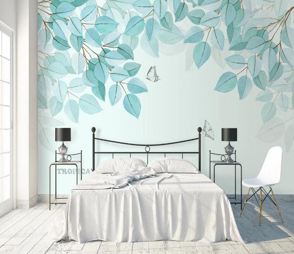 3D Nordic Hand drawing Fresh Plant Leaves Wall Mural Wallpaperpe  240- Jess Art Decoration