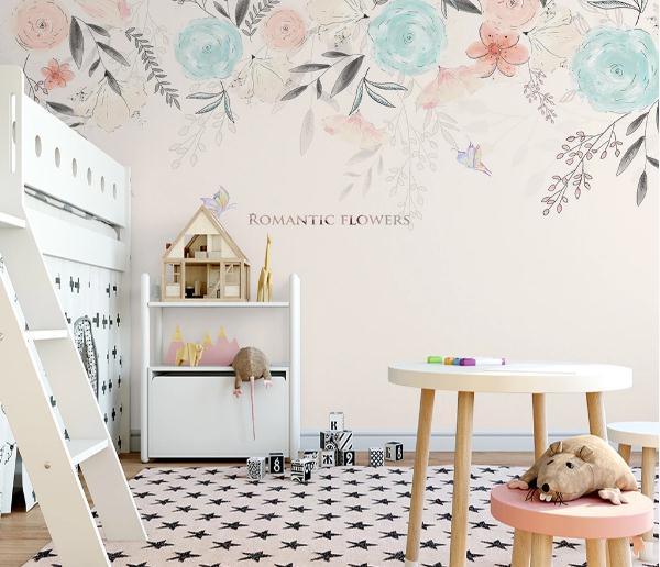 3D Nordic Hand drawing Abstract Flowers Wall Mural Wallpaperpe  226- Jess Art Decoration