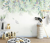3D Nordic Hand drawing Fresh Leaves Wall Mural Wallpaperpe  283- Jess Art Decoration