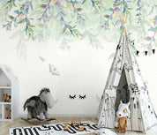 3D Nordic Hand drawing Fresh Leaves Wall Mural Wallpaperpe  283- Jess Art Decoration