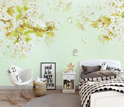 3D Nordic Hand drawing Fresh Flowers Wall Mural Wallpaperpe  258- Jess Art Decoration