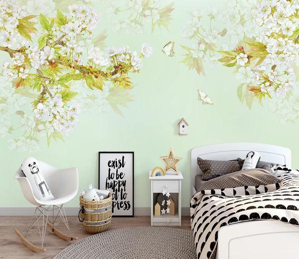 3D Nordic Hand drawing Fresh Flowers Wall Mural Wallpaperpe  258- Jess Art Decoration