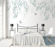 3D Nordic Hand drawing Fresh Leaves Wall Mural Wallpaperpe  282- Jess Art Decoration