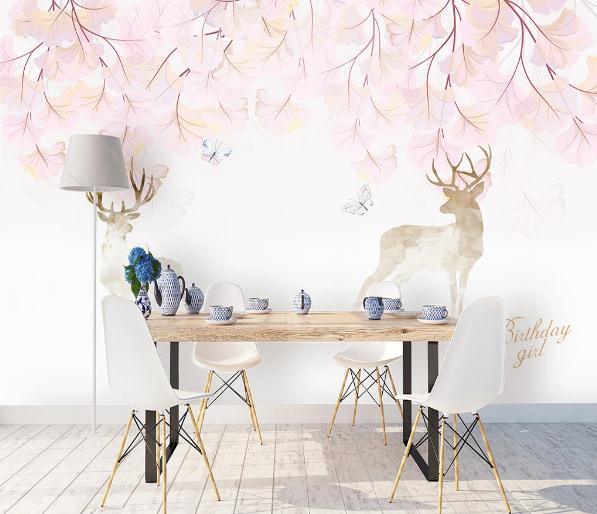 3D Nordic Hand drawing Fresh Leaves Wall Mural Wallpaperpe  276- Jess Art Decoration