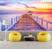 3D Sea Wood Bridge Sky Landscape Nature Wall Mural Wallpaper LLL 1165- Jess Art Decoration