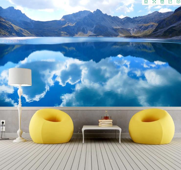 3D Mountains River Landscape Nature Blue Wall Mural Wallpaper LLL 1172- Jess Art Decoration