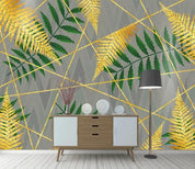3D Nordic Geometry Graphical Leaves Wall Mural Wallpaperpe  329- Jess Art Decoration