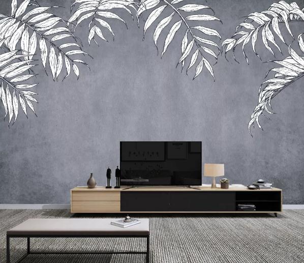 3D Nordic Black White Plant Wall Mural Wallpaperpe  322- Jess Art Decoration