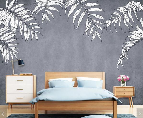 3D Nordic Black White Plant Wall Mural Wallpaperpe  322- Jess Art Decoration