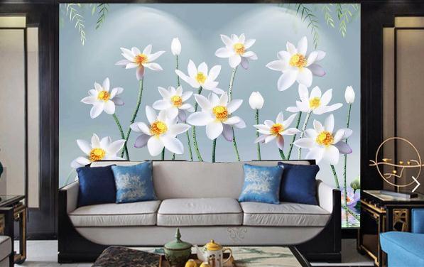 3D Nordic Fresh Color Flowers Wall Mural Wallpaperpe  474- Jess Art Decoration