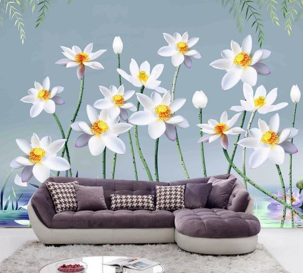 3D Nordic Fresh Color Flowers Wall Mural Wallpaperpe  474- Jess Art Decoration