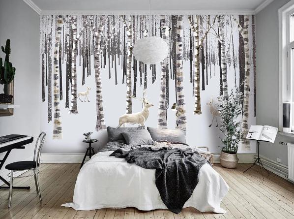 3D Nordic Hand drawing Forest Snowfield Wall Mural Wallpaperpe  340- Jess Art Decoration